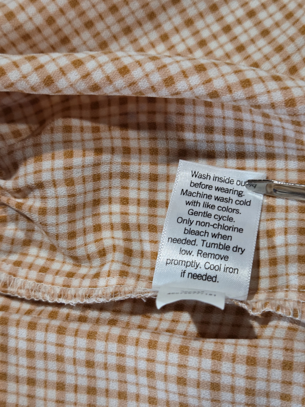 LC Lauren Conrad Peach Plaid V-Neck Peplum Blouse - Picture 5 of 8